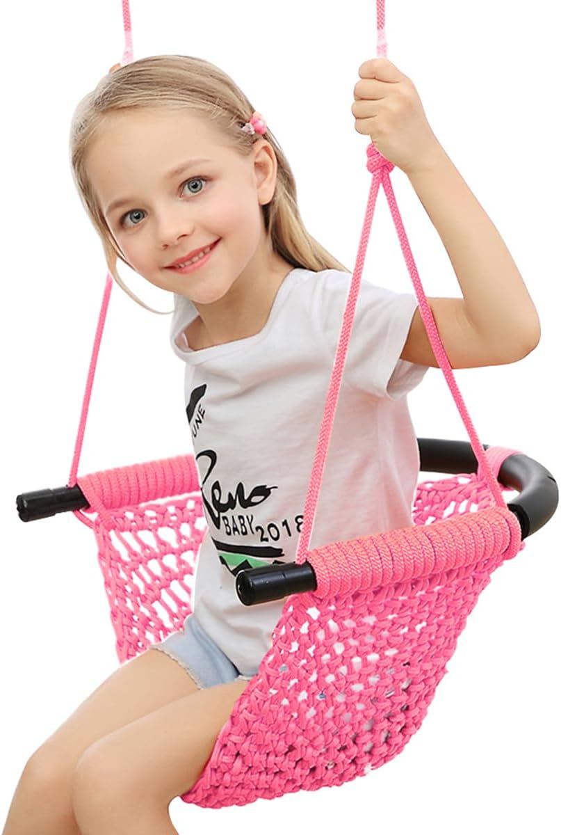 Hand-Knitting Toddler Swing Seat for Kids with Adjustable Ropes