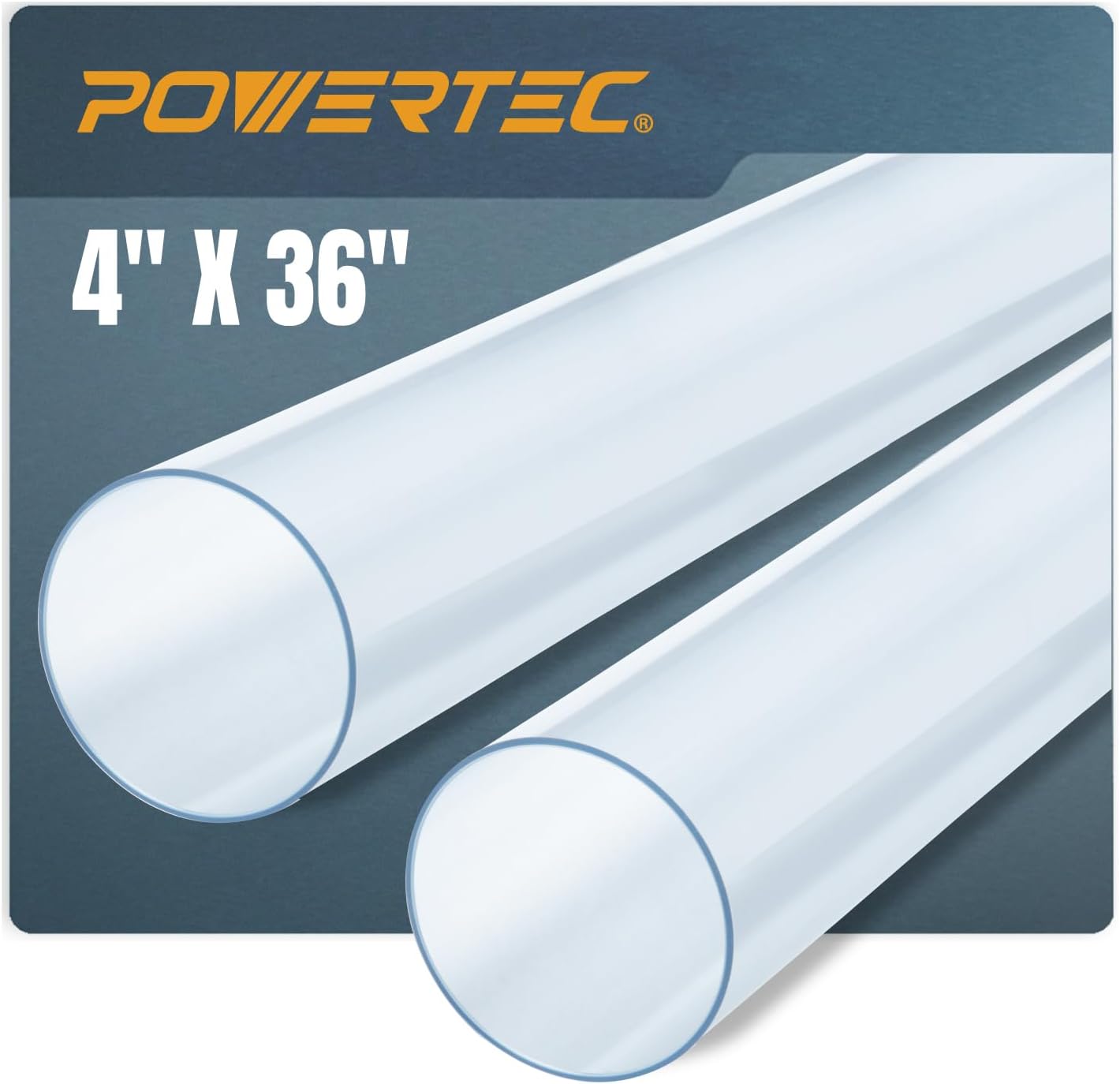 POWERTEC Clear PVC Pipe 4in x 36in Long for Dust Collection