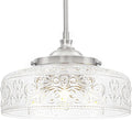 Brushed Nickel Pendant Light with Clear Glass Lampshade - Adjustable