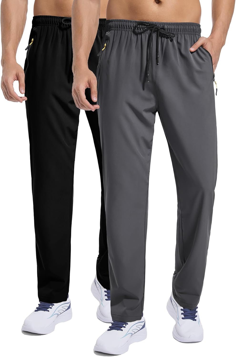 Men's Lightweight Workout Pants with Zipper Pockets for Exercise