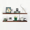 Homeforia Walnut 42 in Floating Shelves - Solid Real Wood Display