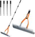 TOOVEM Thatch Rake for Lawn Care with Heavy Duty Steel Tines