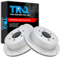 TRQ Rear Brake Rotor Set G Coated Vented Drilled and Slotted - Durable