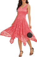 Meetjen Women's Lace Cocktail Party Dress - Flattering Handkerchief on