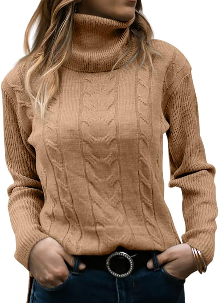 Langwyqu Womens Turtleneck Long Sleeve Cable Knit Sweater Review