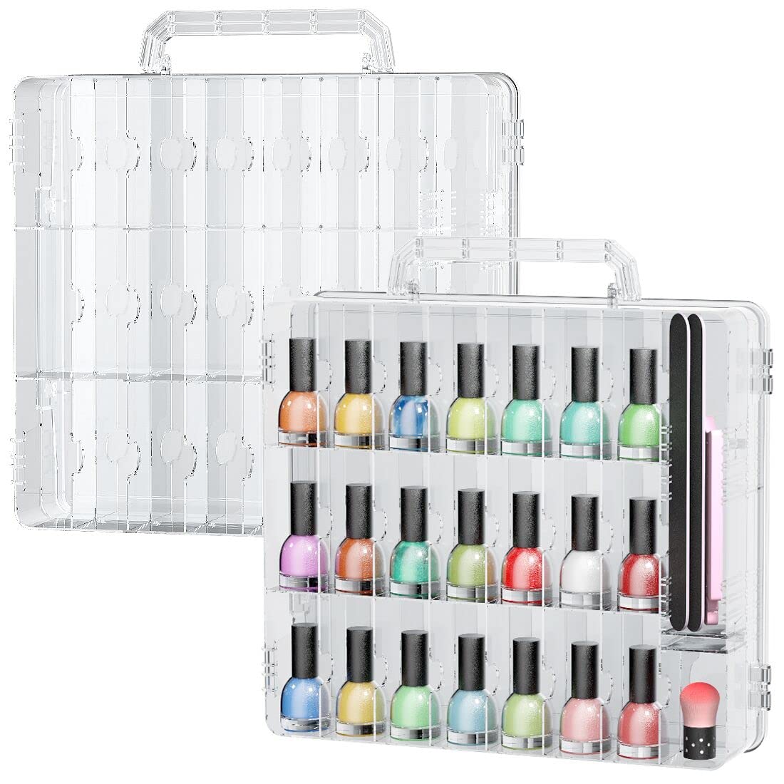 JIASHENG Two Nail Polish Organizer Case for 48 Bottles Storage