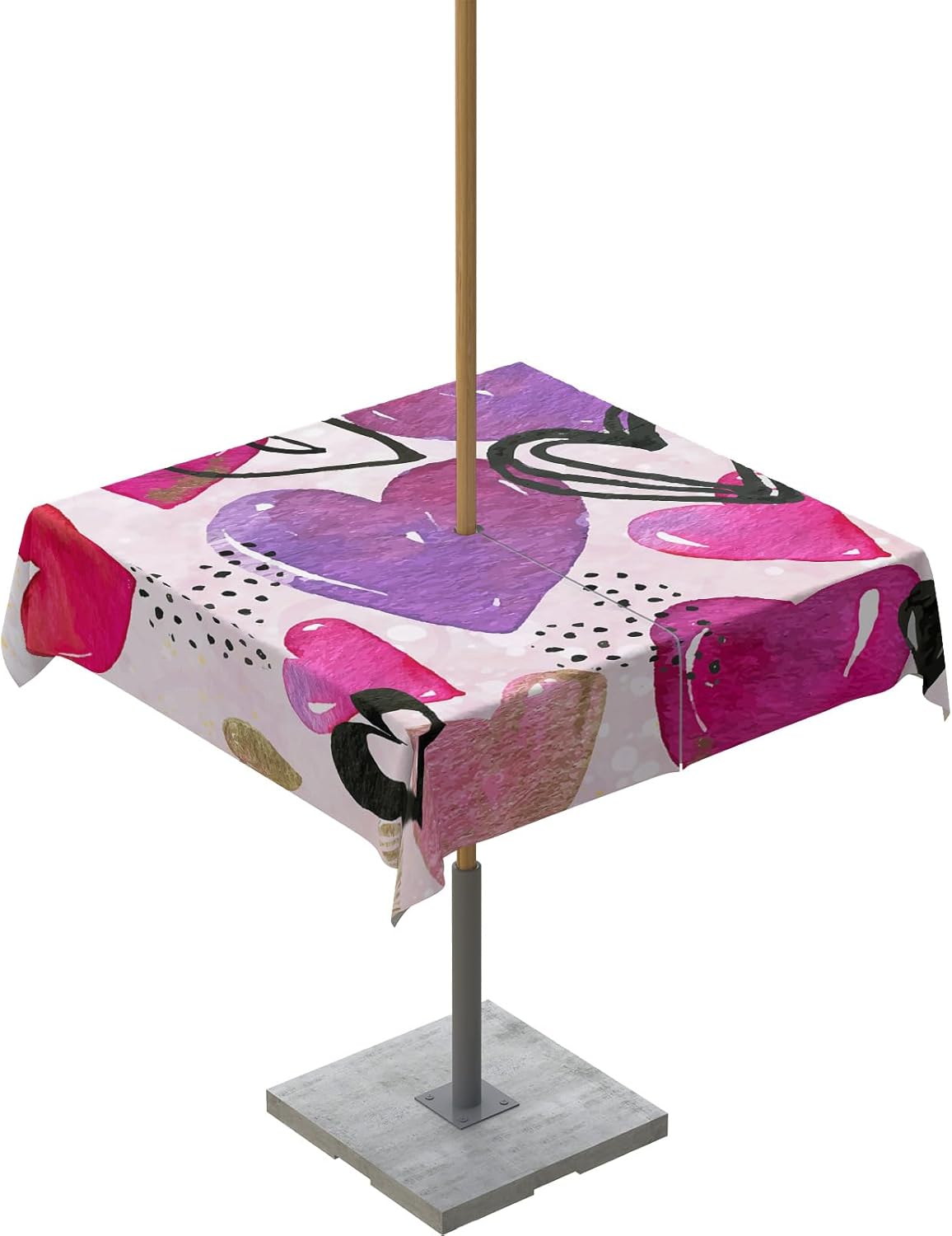 Waterproof Love Heart Tablecloth for Patio 54x54in
