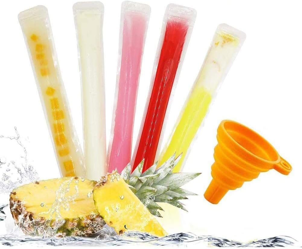 FEBSNOW Disposable Ice Pop Bags | BPA-Free Seals for Healthy Snacks | Funnel Included