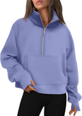AUTOMET Womens Half Zip Cropped Pullover - Cozy Fall Fleece Fashion