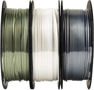 MIKA3D 1.75mm 3 in 1 Metallic Shiny Silk PLA Filament Bundle