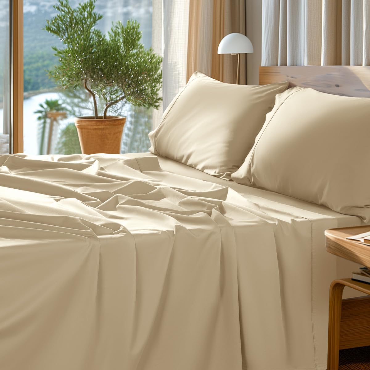 100% Egyptian Cotton Sheets Set - Luxury King Size Bedding