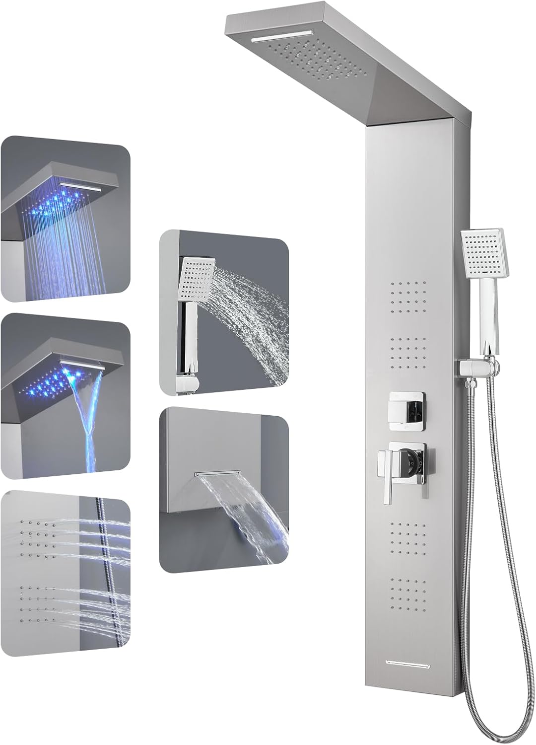 ROVOGO LED Shower Panel System with Rainfall and Body Jets