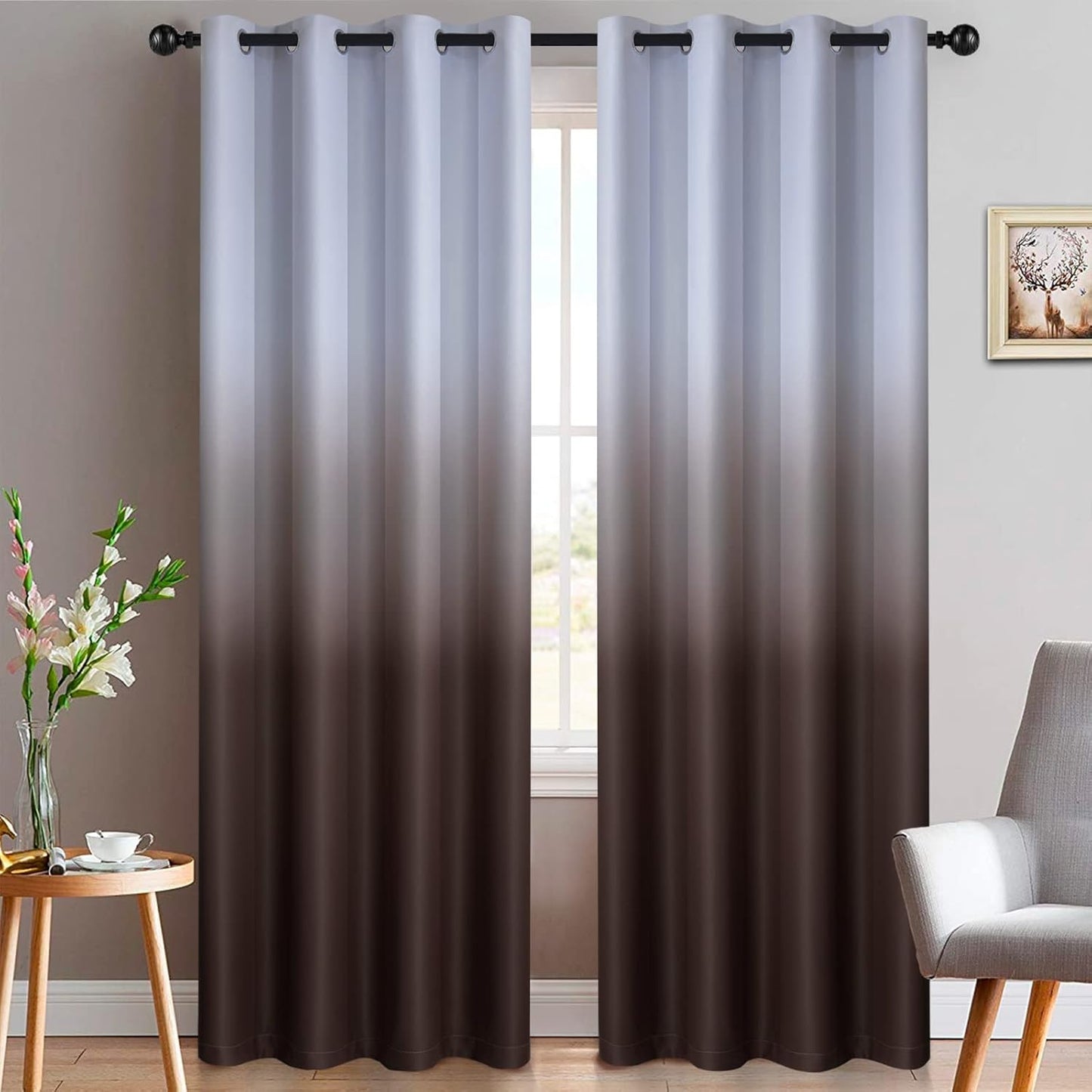 Yakamok Brown Thermal Insulated Grommet Window Drapes for Bedroom
