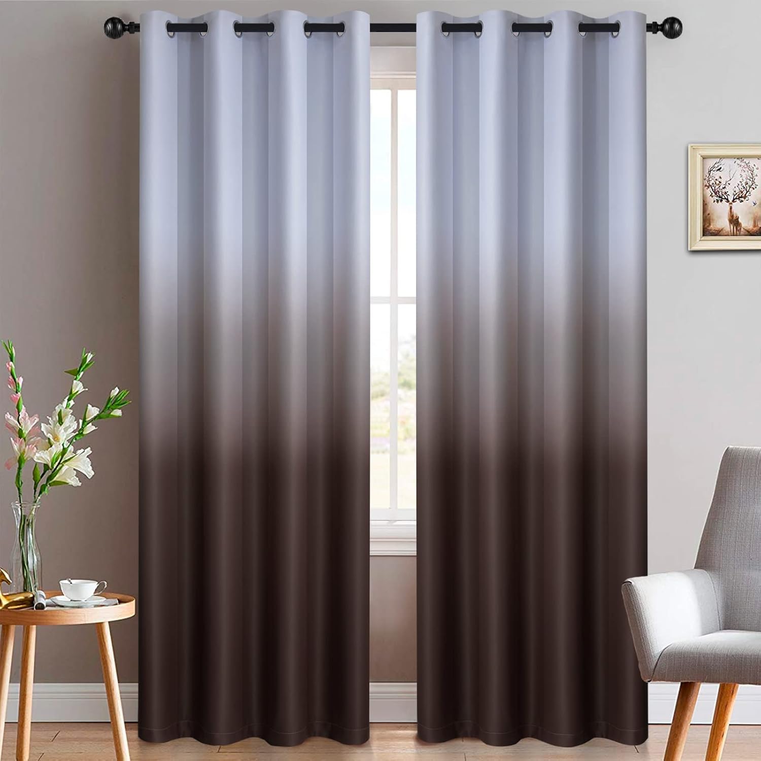 Yakamok Brown Thermal Insulated Grommet Window Drapes for Bedroom