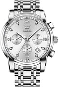 Men's Gold Silver Chronograph Watch - Big Face Dress Watch