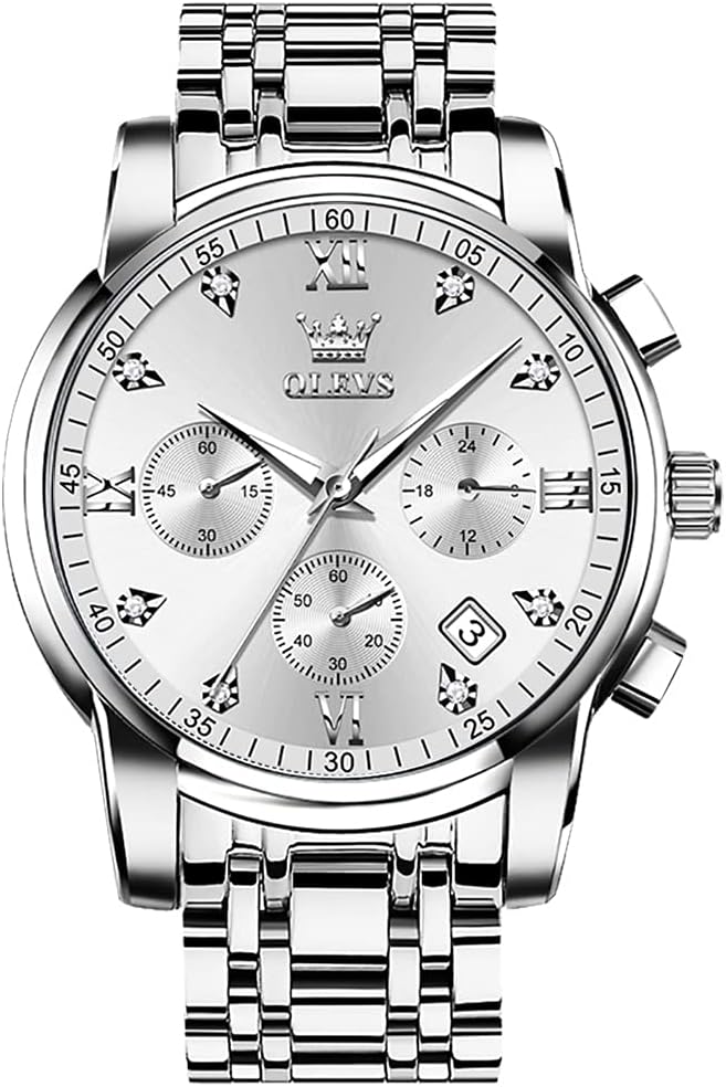 OLEVS Men's Stainless Steel Chronograph Watch with Luxury Design