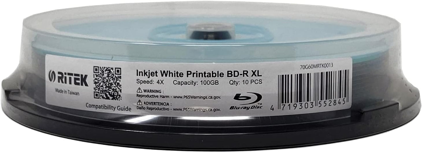 10 Pack Ritek BD-R XL BDXL 100GB Archival Grade Discs