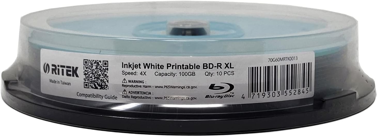 10 Pack Ritek BD-R XL BDXL 100GB Archival Grade Discs