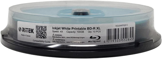 10 Pack Ritek BD-R XL BDXL 100GB Archival Grade Discs