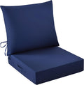 Outdoor Seat Cushion Set 24 x 24 x 5.75 in Navy Blue - Waterproof