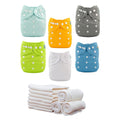 ALVABABY Baby Cloth Diapers 6 Pack with 12 Bamboo Inserts - Reusable