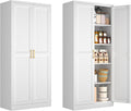 White Kitchen Pantry Cabinet, 71 in Tall Metal Storage Cabinet