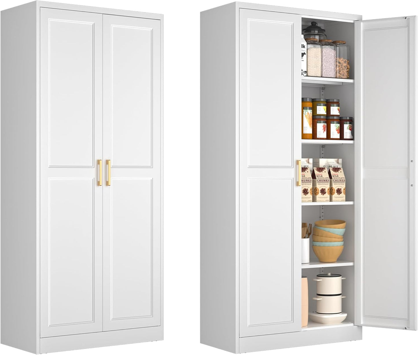 71 Inch Tall White Kitchen Pantry Cabinet for Storage Needs