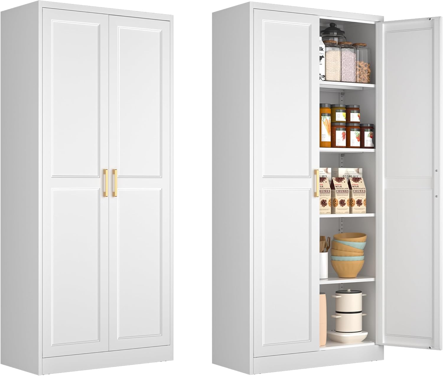 71 Inch Tall White Kitchen Pantry Cabinet for Storage Needs