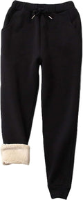 Yeokou Warm Sweatpants Womens Fleece Sherpa Lined Joggers - Cozy Fit