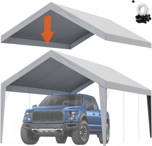 Vevor 12x20 ft Carport Canopy: Heavy-Duty Waterproof & UV Protected Grey Cover