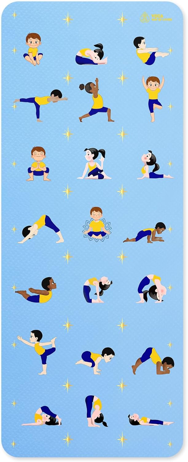 Eco-Friendly Kids Yoga Mat: Learn '21 Poses' Easily!