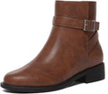 Athlefit Women's Ankle Boots Chunky Low Heel Round Toe - Comfortable 1