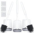 Silicone Toilet Brush 3 Pack - Ventilated Holder, Deep Clean