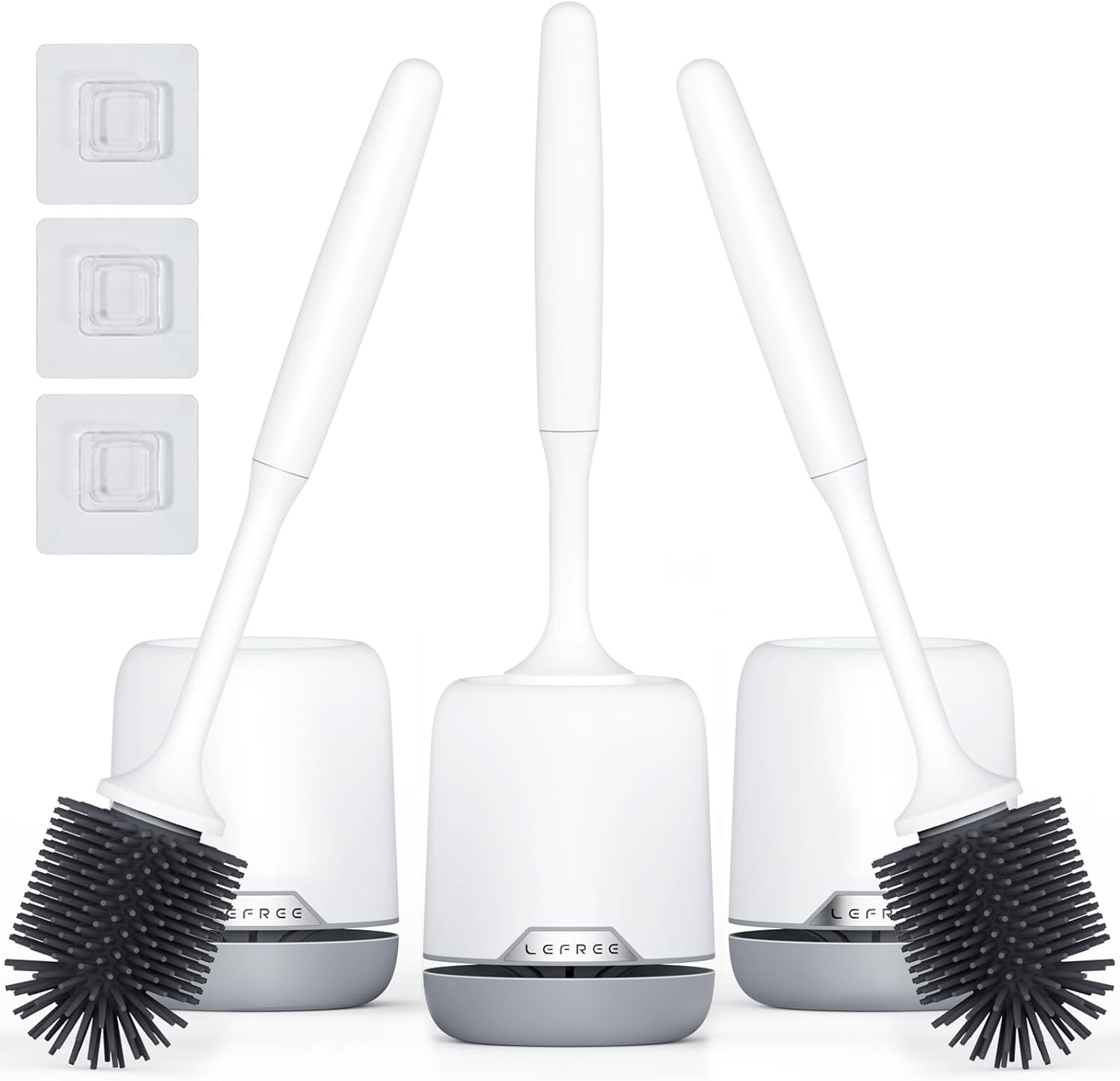 Lefree Silicone Toilet Brush Set with Ventilated Holder for Cleaning