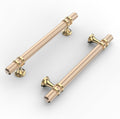 5ft (128mm) Gold Cabinet Pulls Knurled Brushed Brass - 10 Pack