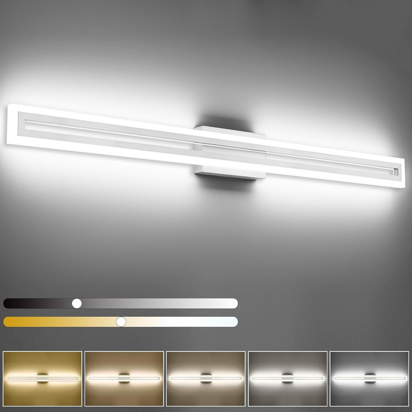 Brushed Nickel Vanity Lights for Bathroom with 5 Color Options