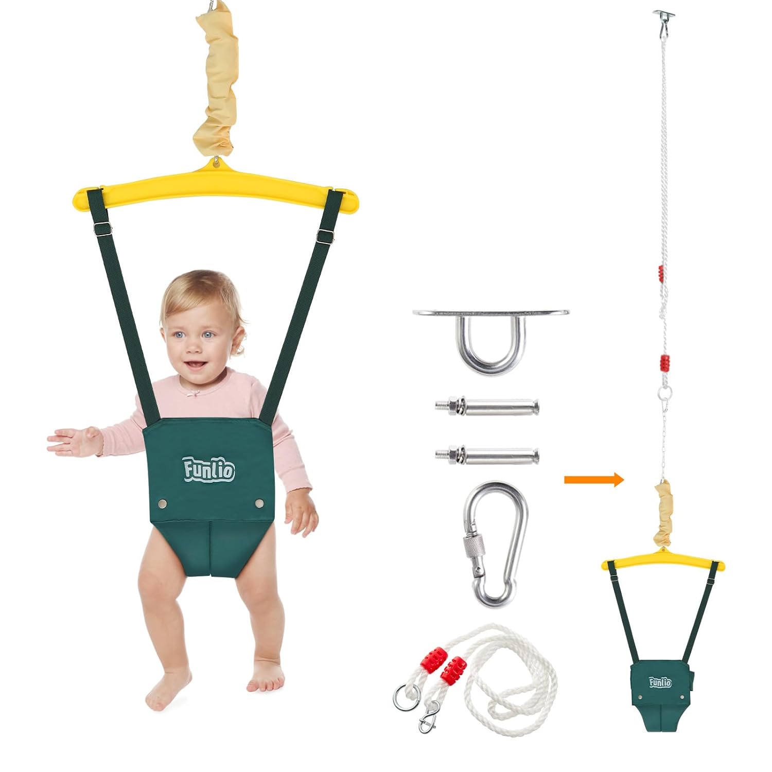 FUNLIO Baby Jumper with Ceiling Hook for Indoor/Outdoor Play