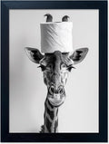 Funny Animal Bathroom Wall Art Giraffe with Toilet Paper Roll