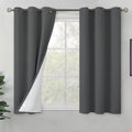 Blackout Curtains 45 in Length 2 Panels - Thermal Soundproof Dark Grey