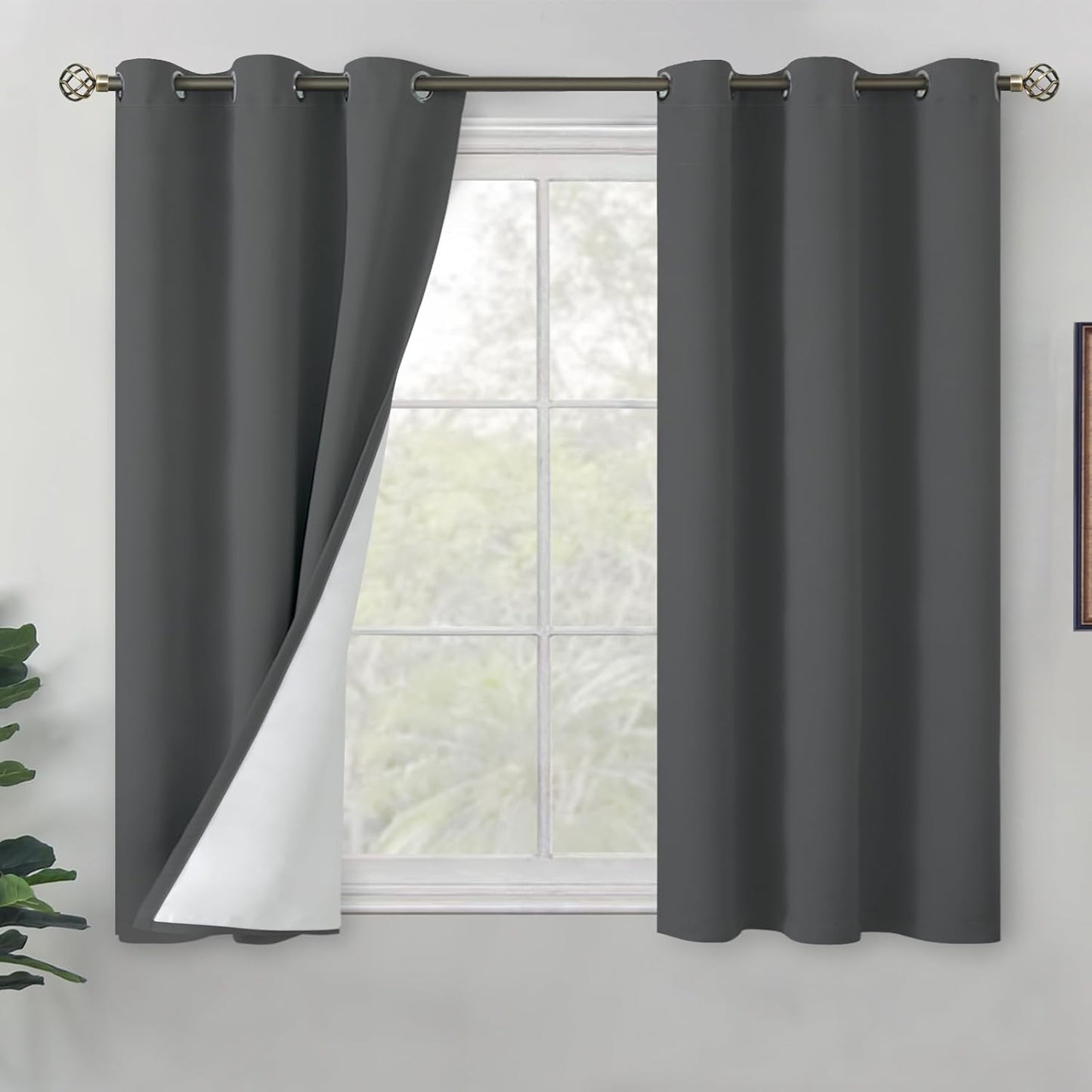 BGment Blackout Curtains for Bedroom 45 Inch Length, Dark Grey
