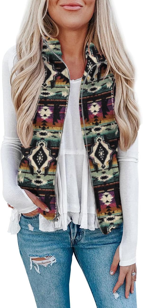 LOMON Womens Fuzzy Sherpa Fleece Jacket Cozy Sleeveless Vest
