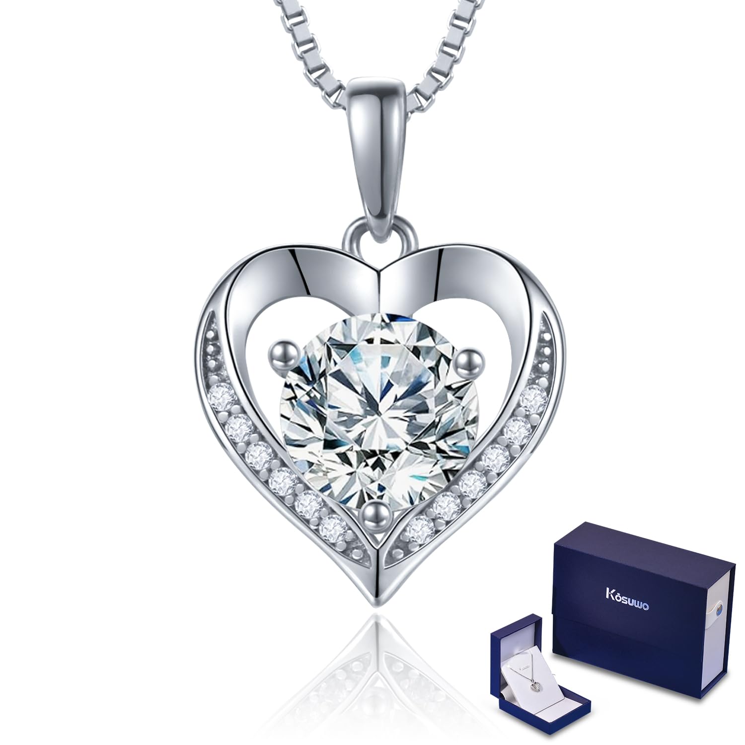 Moissanite Necklace for Women with Heart Pendant Gift Idea