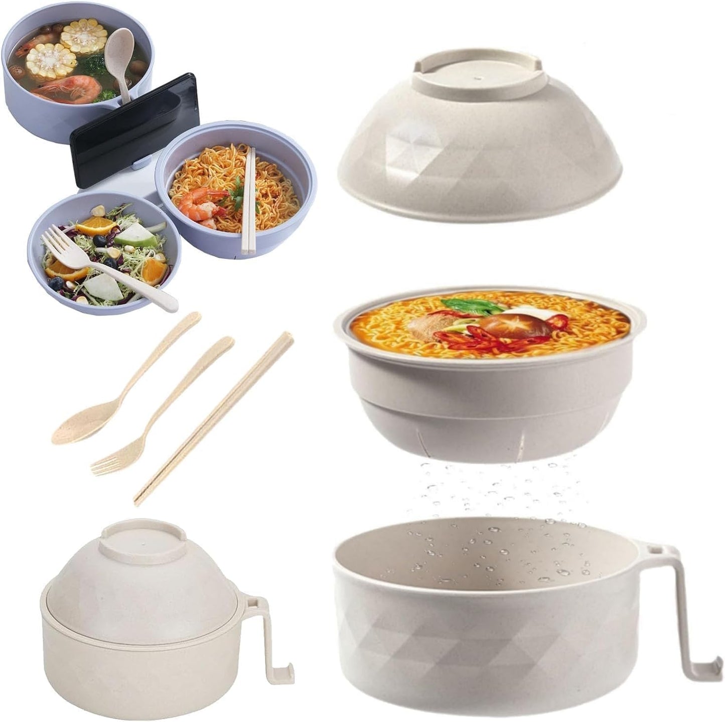 6-Piece Ramen Bowl Set with Utensils - Easy Ramen Cooking