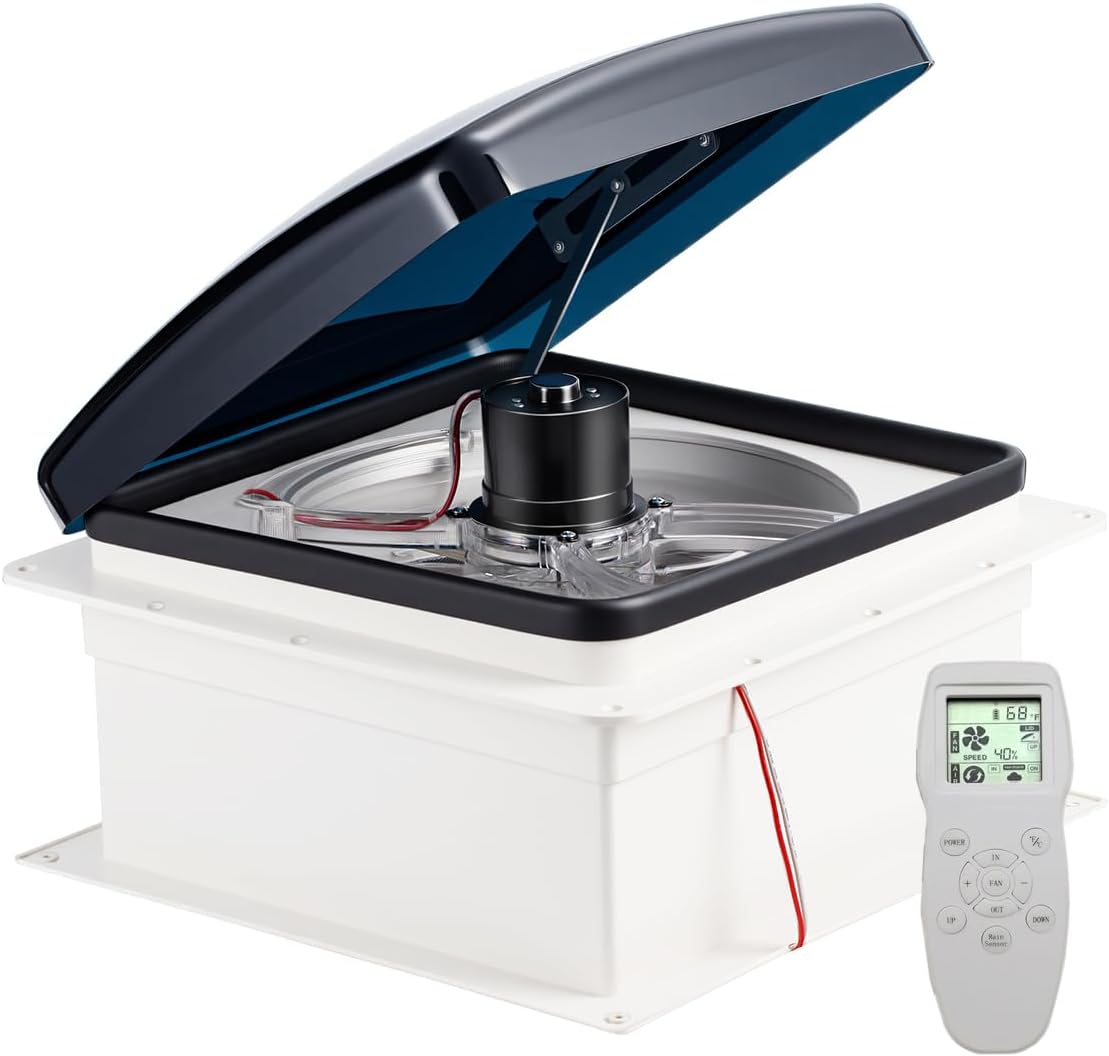 RV Vent Fan Roof 12V Remote Control 10-Speed for RV Trailers