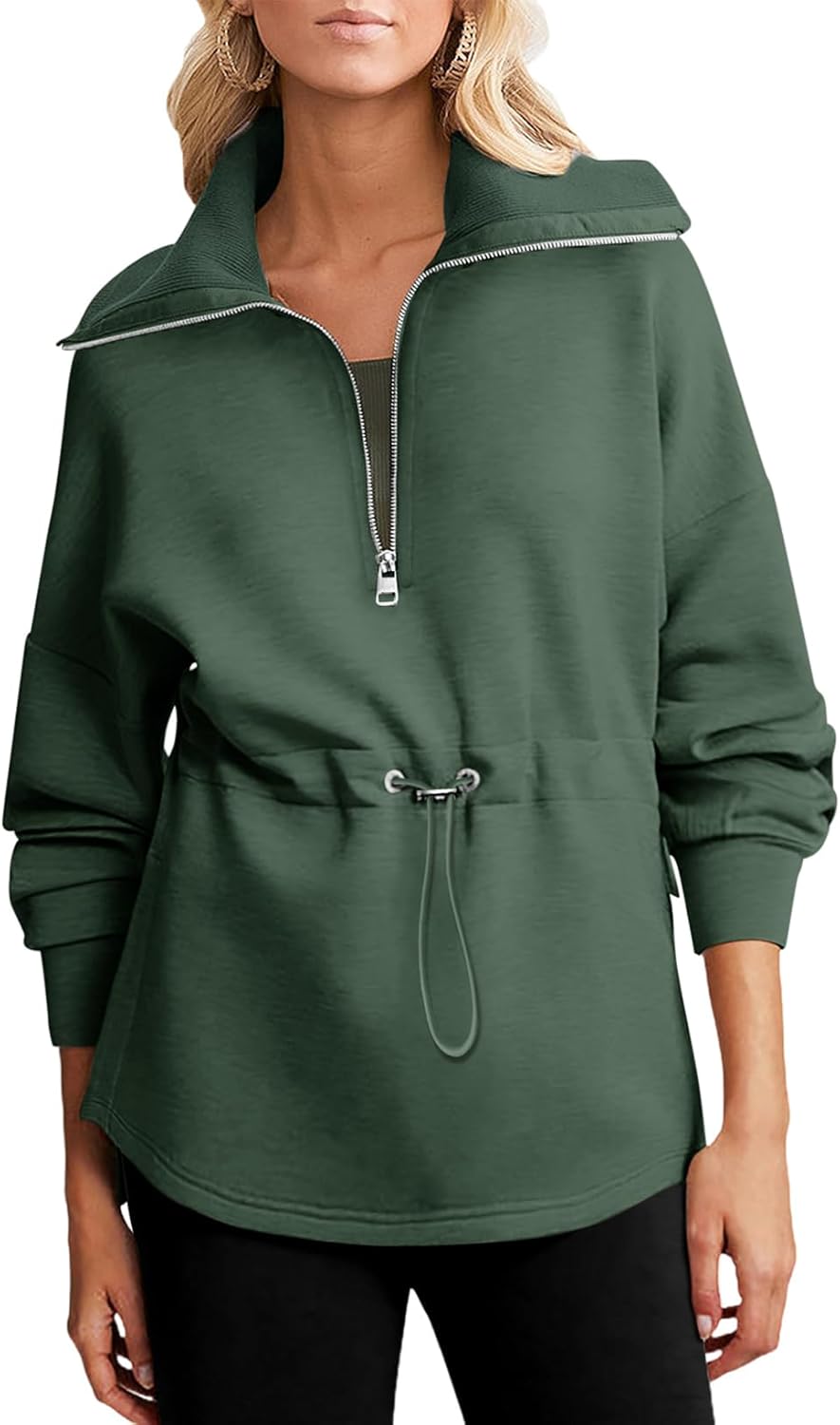 Dokotoo Womens Oversized Half Zip Sweatshirt for Casual Style