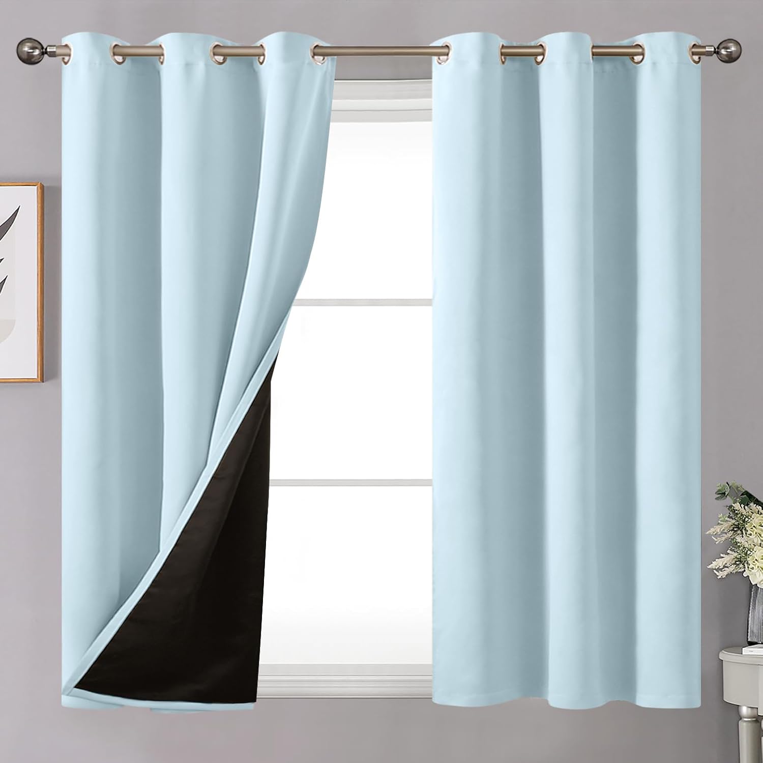 YoungsTex Baby Blue Blackout Curtains for Kids Bedroom 54 in