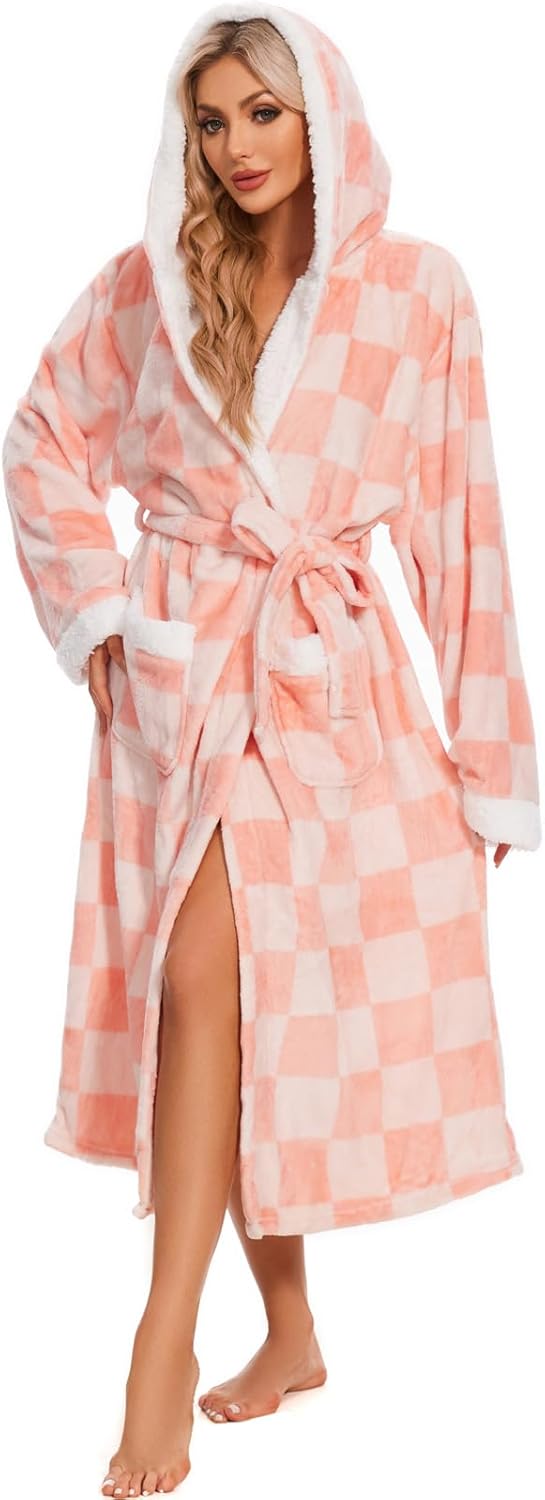 ccko Plush Robes for Women - Soft Warm Fleece Bathrobe