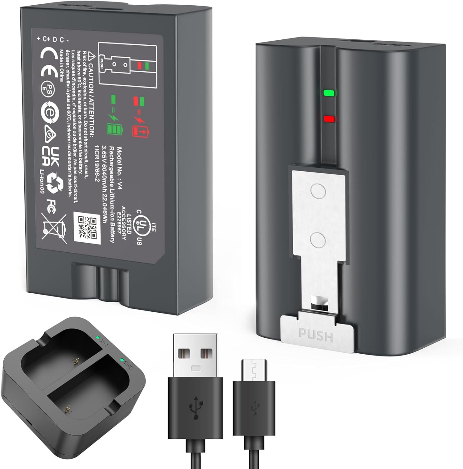 Long-Lasting Power for Ring Devices - 2 Pack 6040mAh Batteries