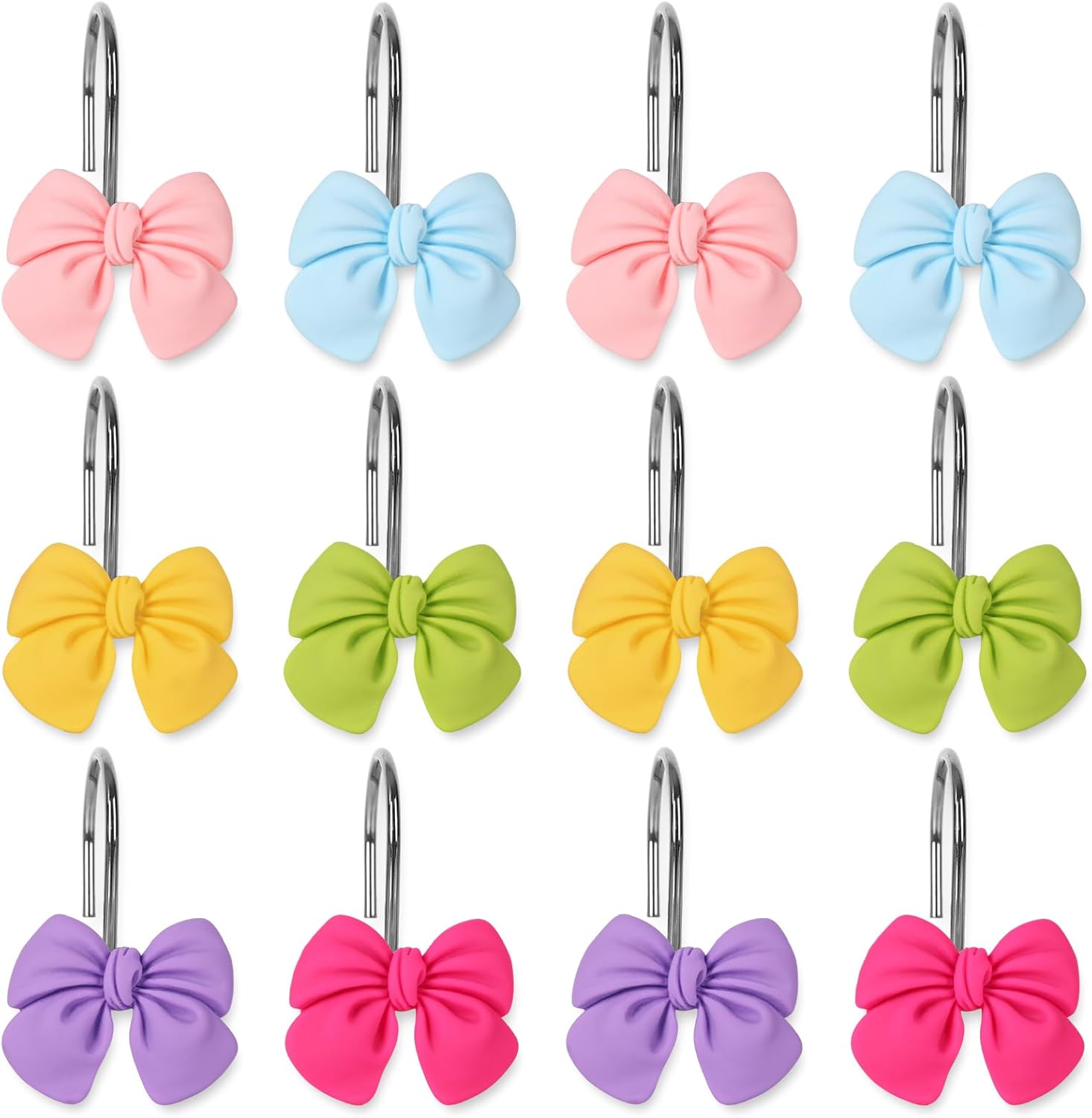 Cute Bow Knot Shower Curtain Hooks Set
