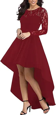 Elapsy Womens Sexy Lace Hi Low Cocktail Party Dress Review